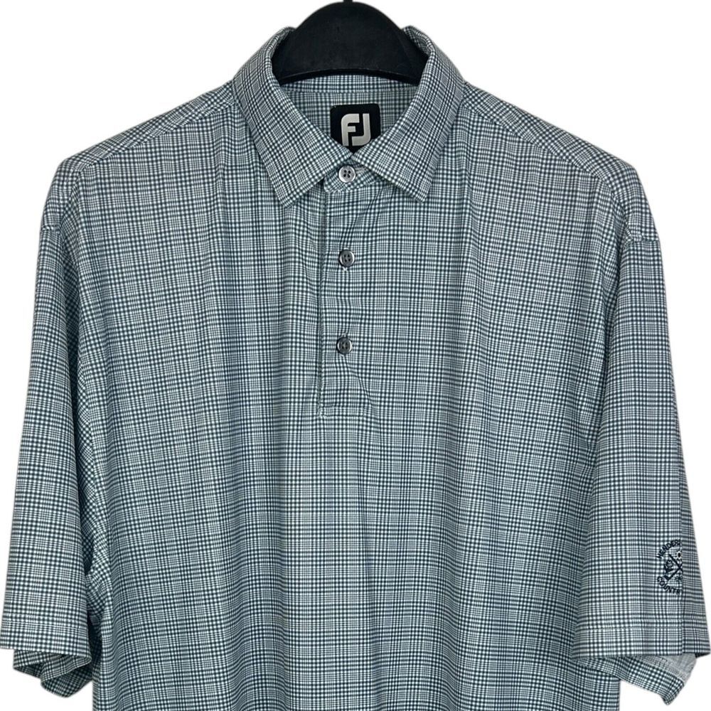 FootJoy Mens L PLAID Blue Performance Golf Polo‎ Wicking Stretch Hendersonville